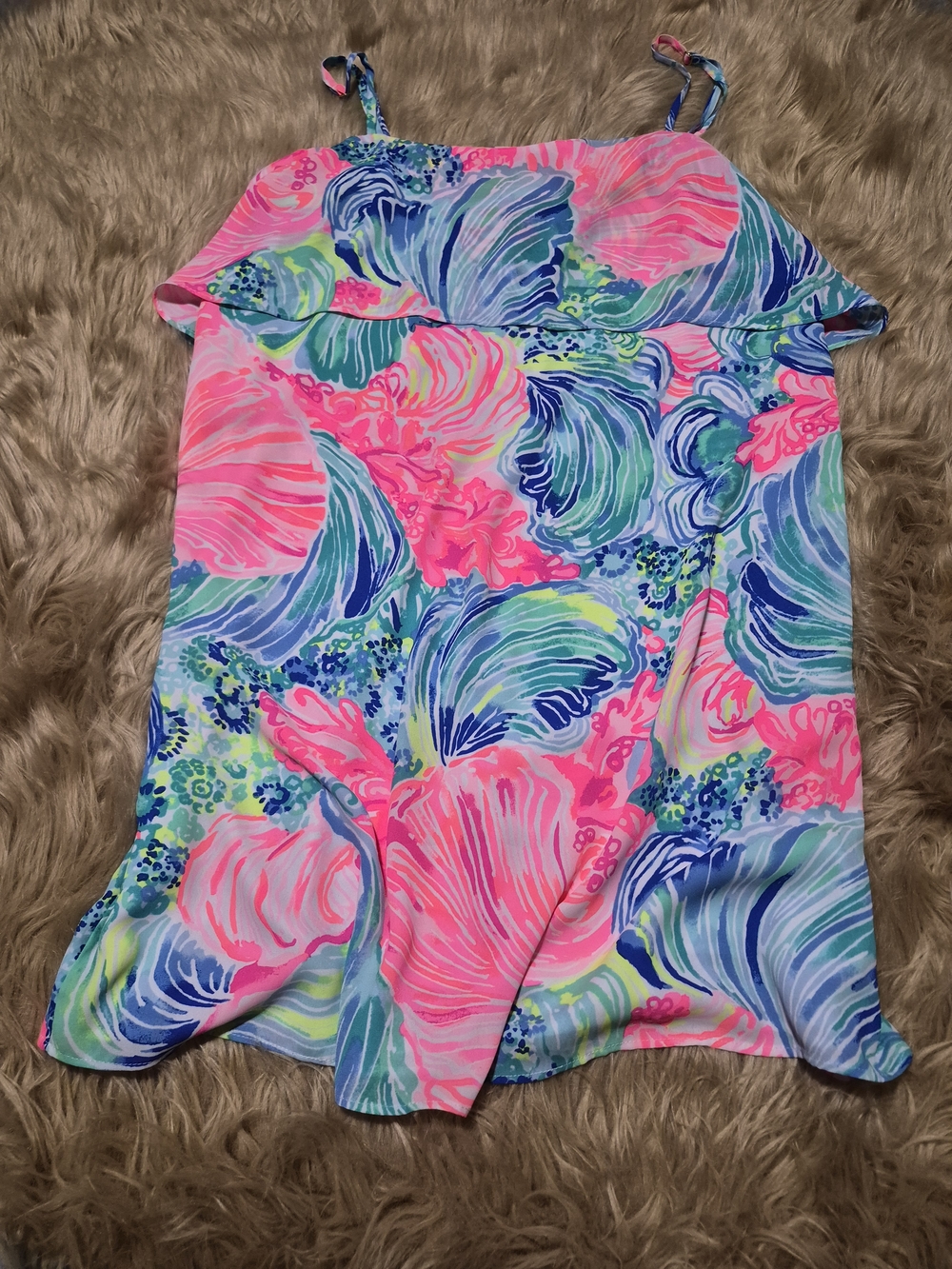 Lilly Pulitzer Bright Pink Blue Green Tropical Mini Dress